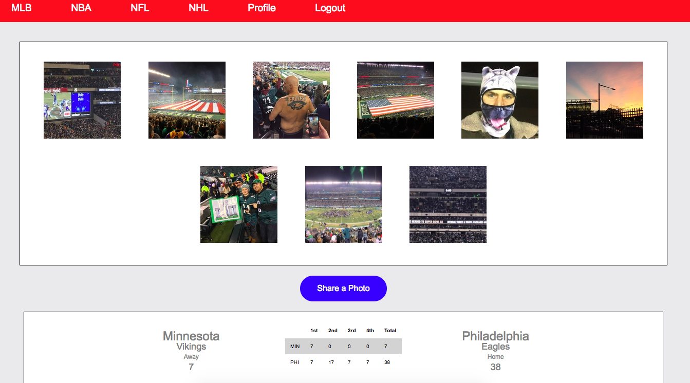 An image of the Sports Tracker Website
